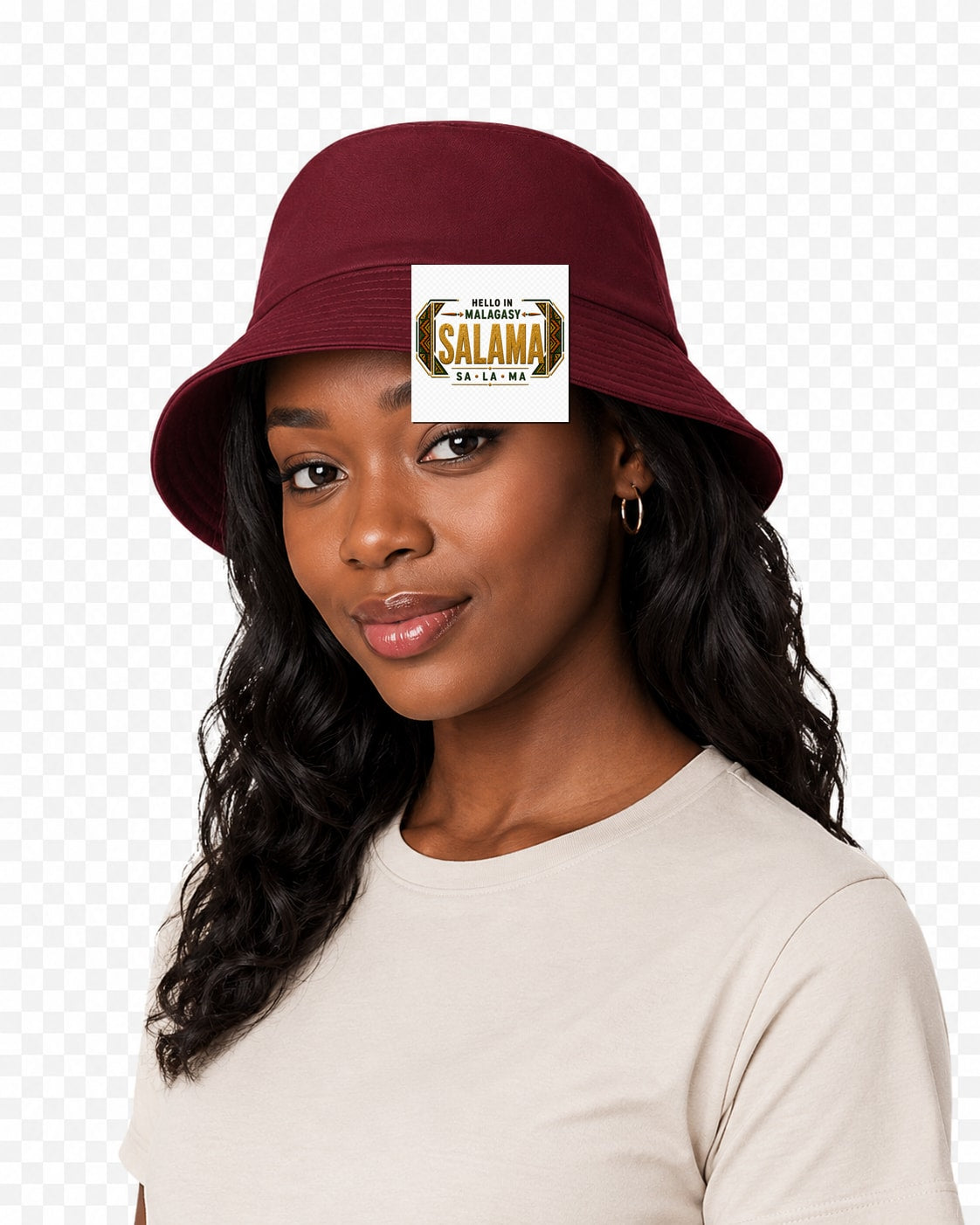 ubuntu-talks-kinyarwanda-hello-bucket-hat-d01 — Custom model mockup