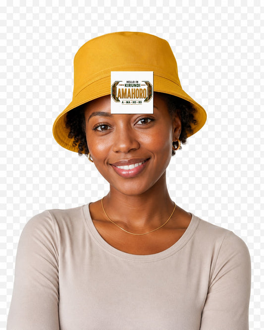 ubuntu-talks-kirundi-hello-bucket-hat-d01 — Custom model mockup