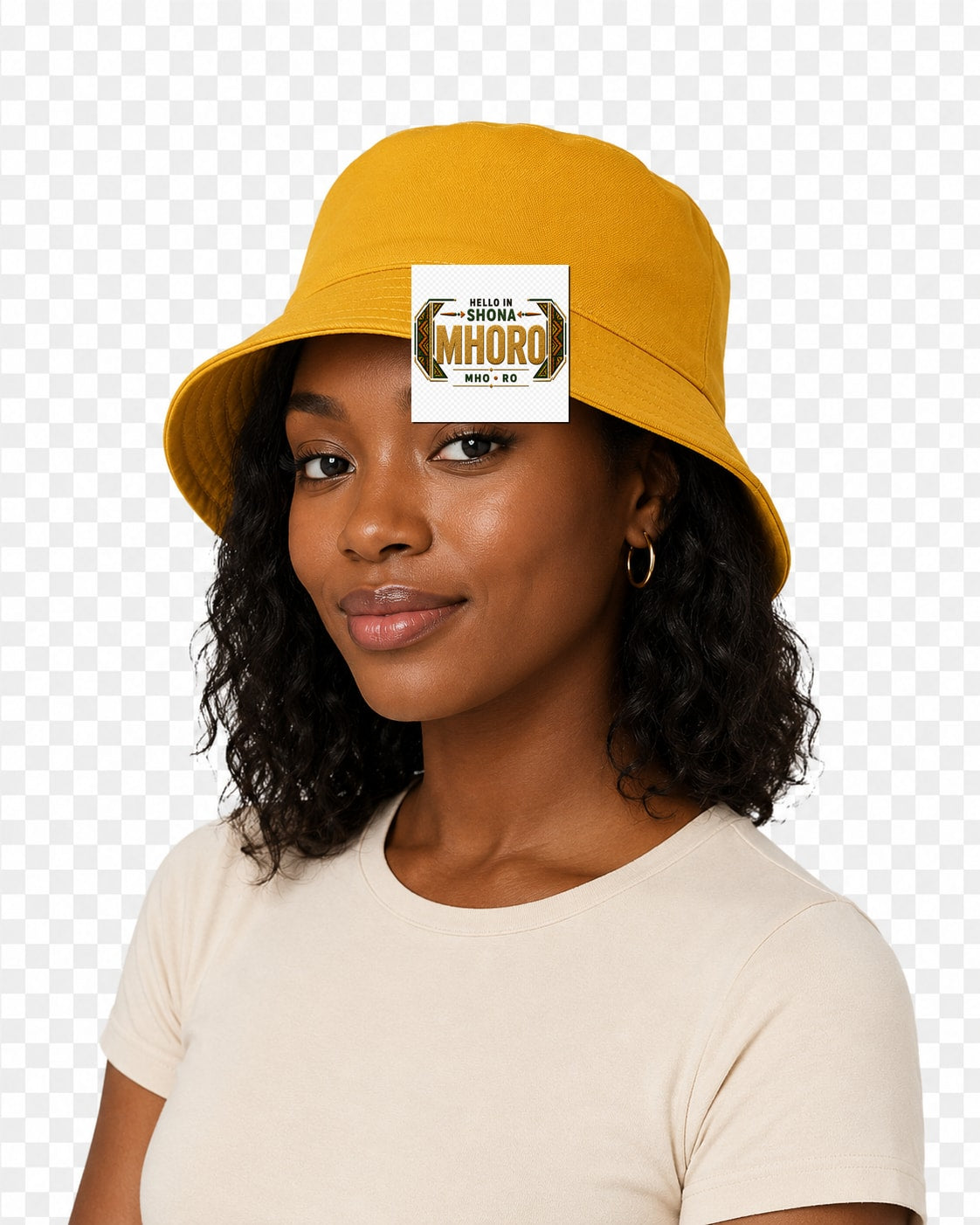 ubuntu-talks-luganda-hello-bucket-hat-d01 — Custom model mockup