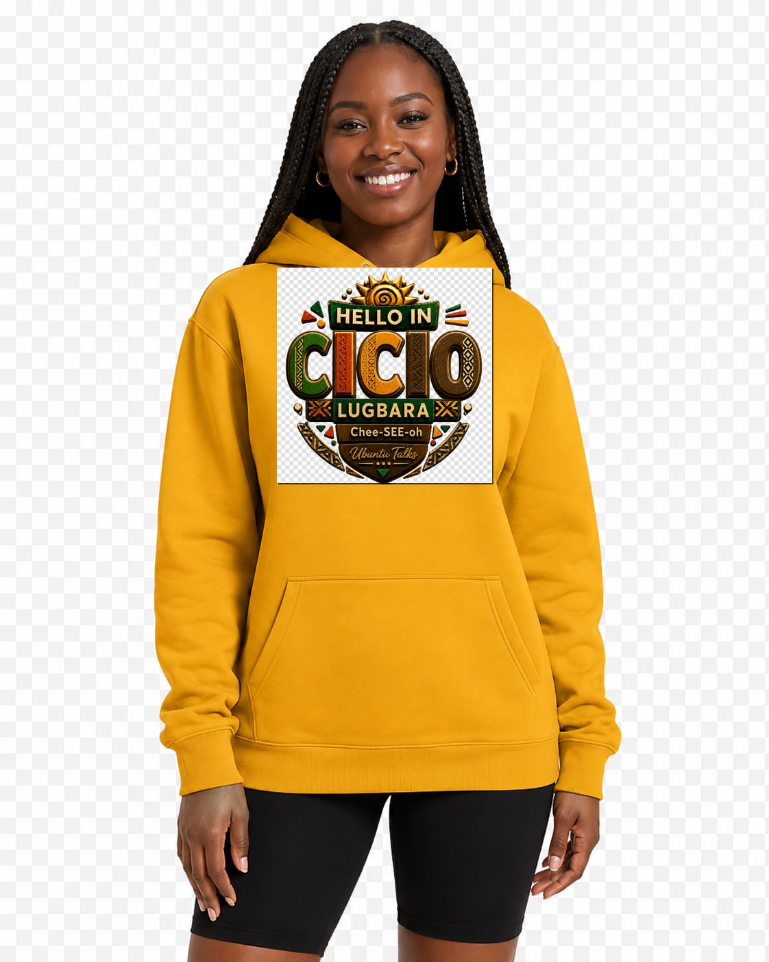 ubuntu-talks-lugbara-hello-hoodie-d04 — Custom model mockup