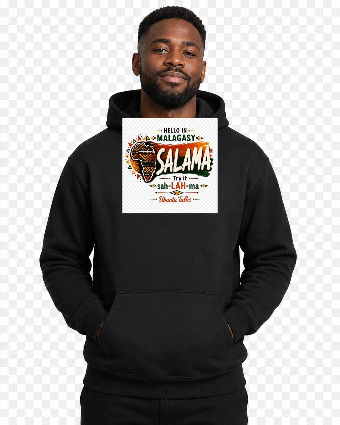 ubuntu-talks-luo-hello-hoodie-d01 — Custom model mockup