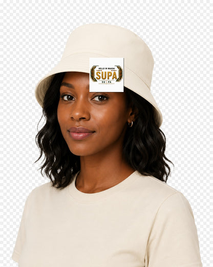 ubuntu-talks-maasai-hello-bucket-hat-d01 — Custom model mockup