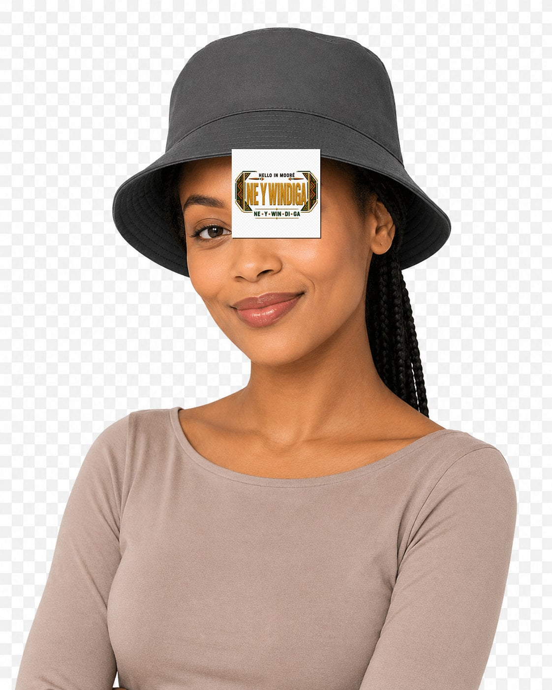 ubuntu-talks-moore-hello-bucket-hat-d01 — Custom model mockup