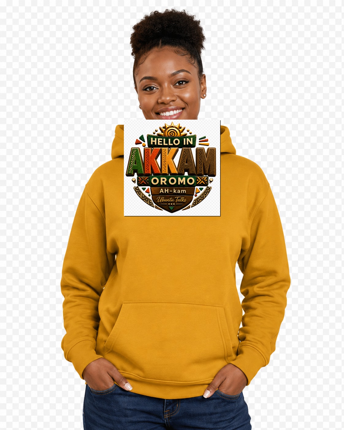 ubuntu-talks-oromo-hello-hoodie-d04 — Custom model mockup