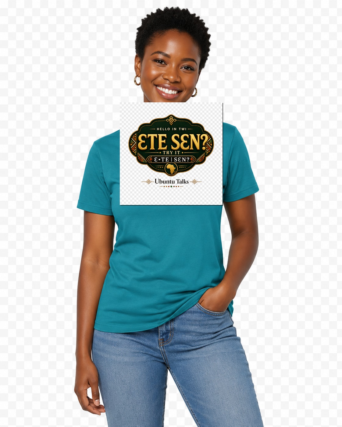 ubuntu-talks-oromo-hello-tee-d02 — Custom model mockup