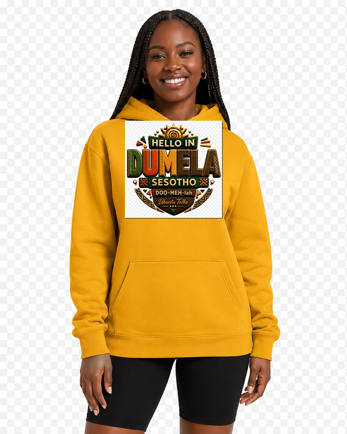ubuntu-talks-sesotho-hello-hoodie-d04 — Custom model mockup