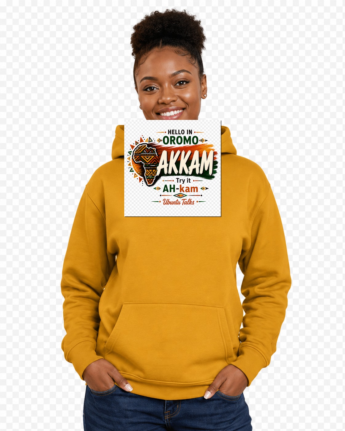 ubuntu-talks-setswana-hello-hoodie-d01 — Custom model mockup