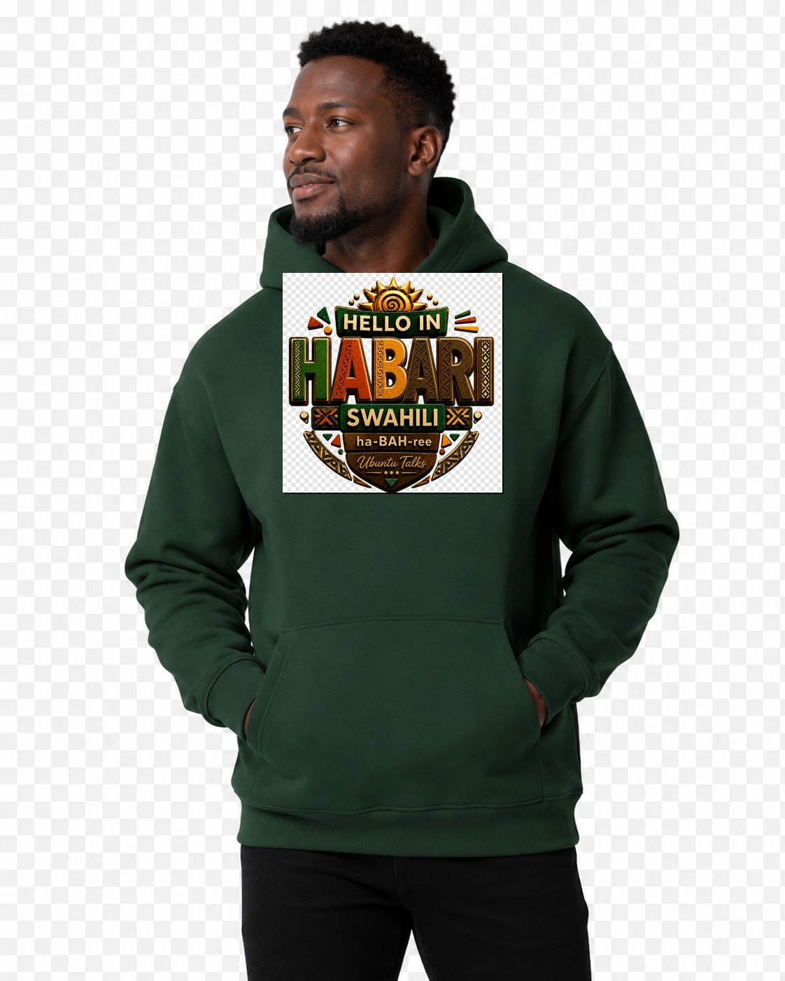 ubuntu-talks-swahili-hello-hoodie-d04 — Custom model mockup