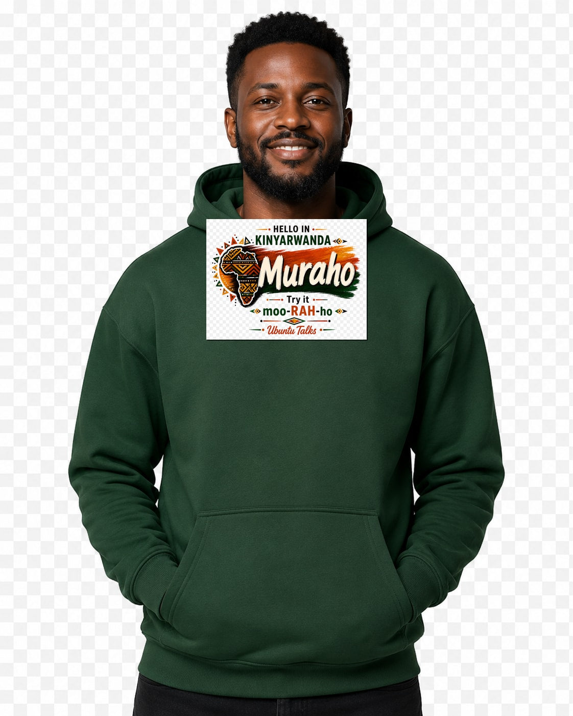 ubuntu-talks-umbundu-hello-hoodie-d01 — Custom model mockup