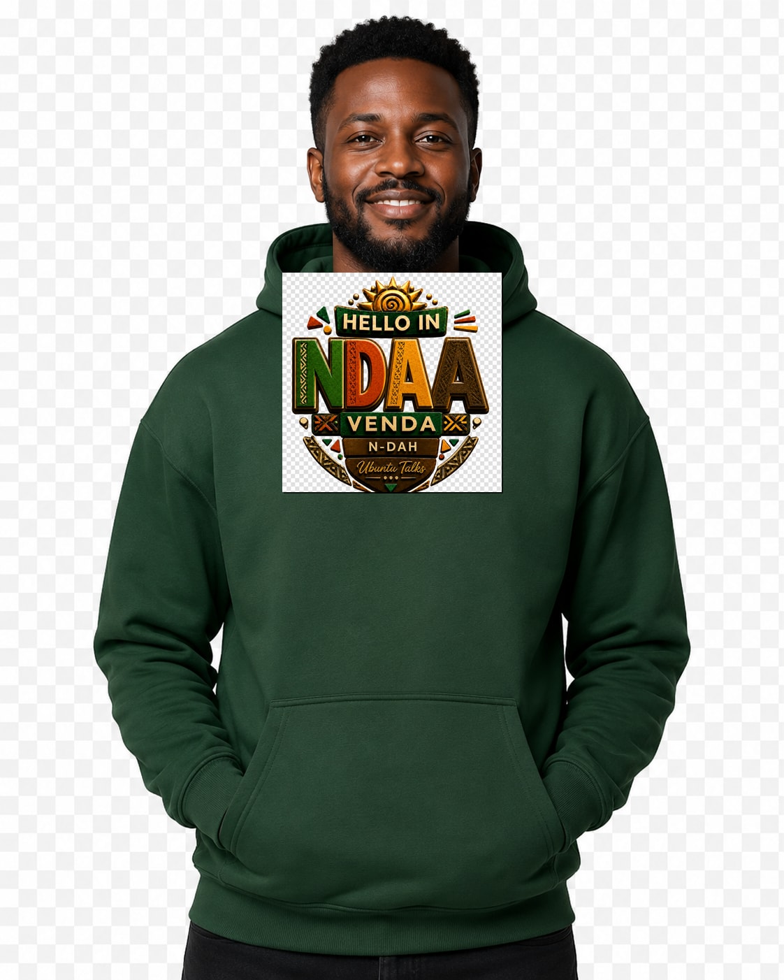 ubuntu-talks-venda-hello-hoodie-d04 — Custom model mockup