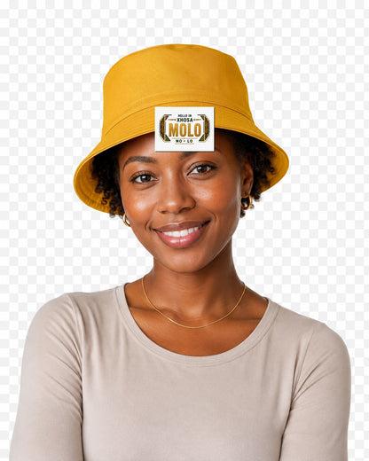 ubuntu-talks-xhosa-hello-bucket-hat-d01 — Custom model mockup