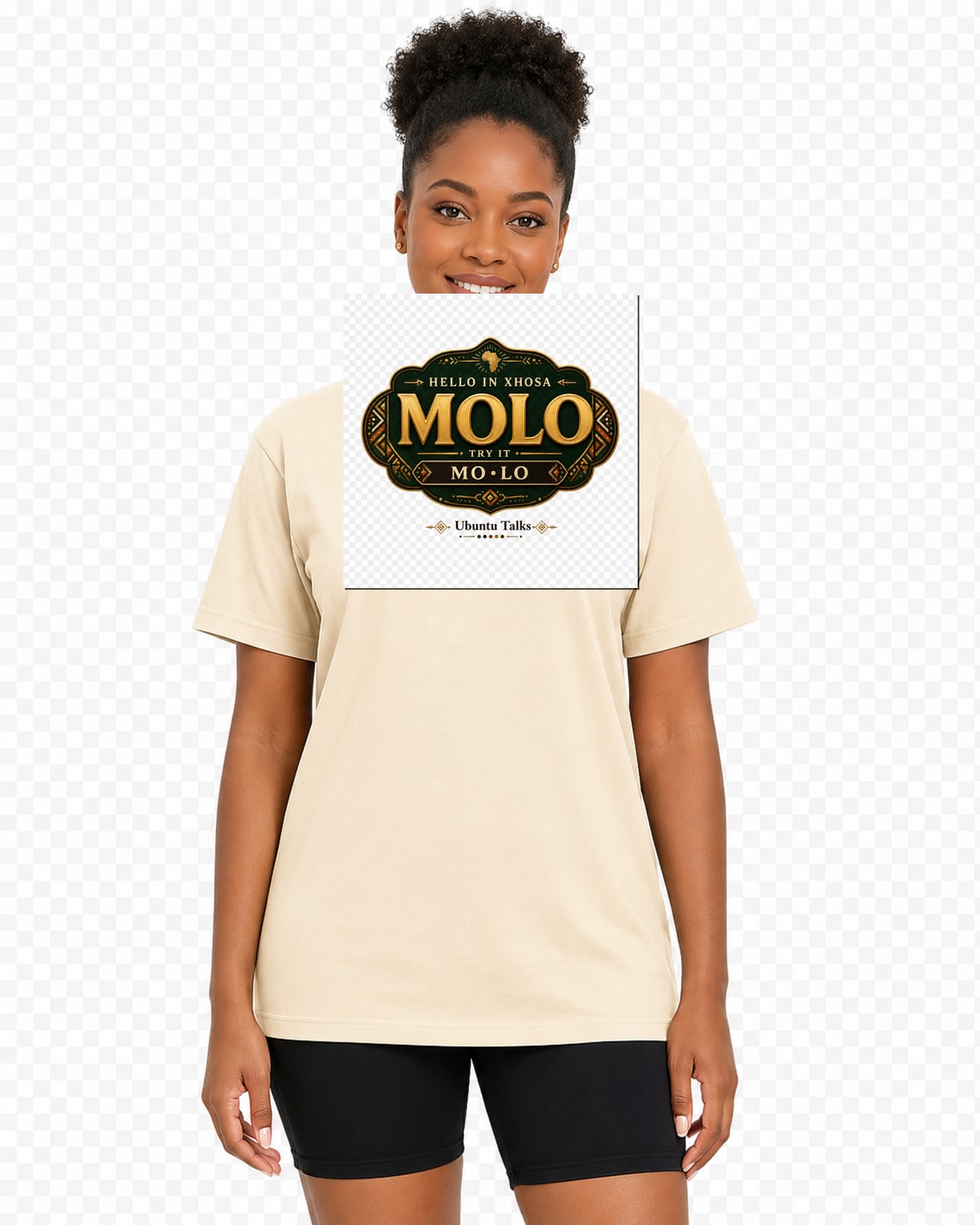 ubuntu-talks-xhosa-hello-tee-d02 — Custom model mockup